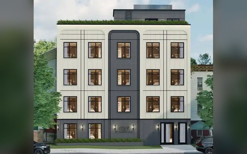 Rendering of the proposed building at 1259 St Marks Avenue, a four-story development with a green roof